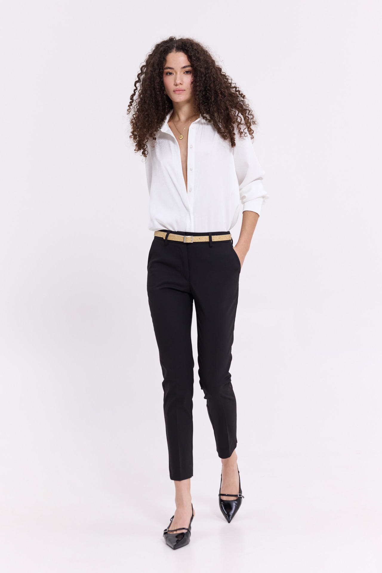 Donna Martha Παντελόνι Cigarette με Ζωνάκι | Μαύρο