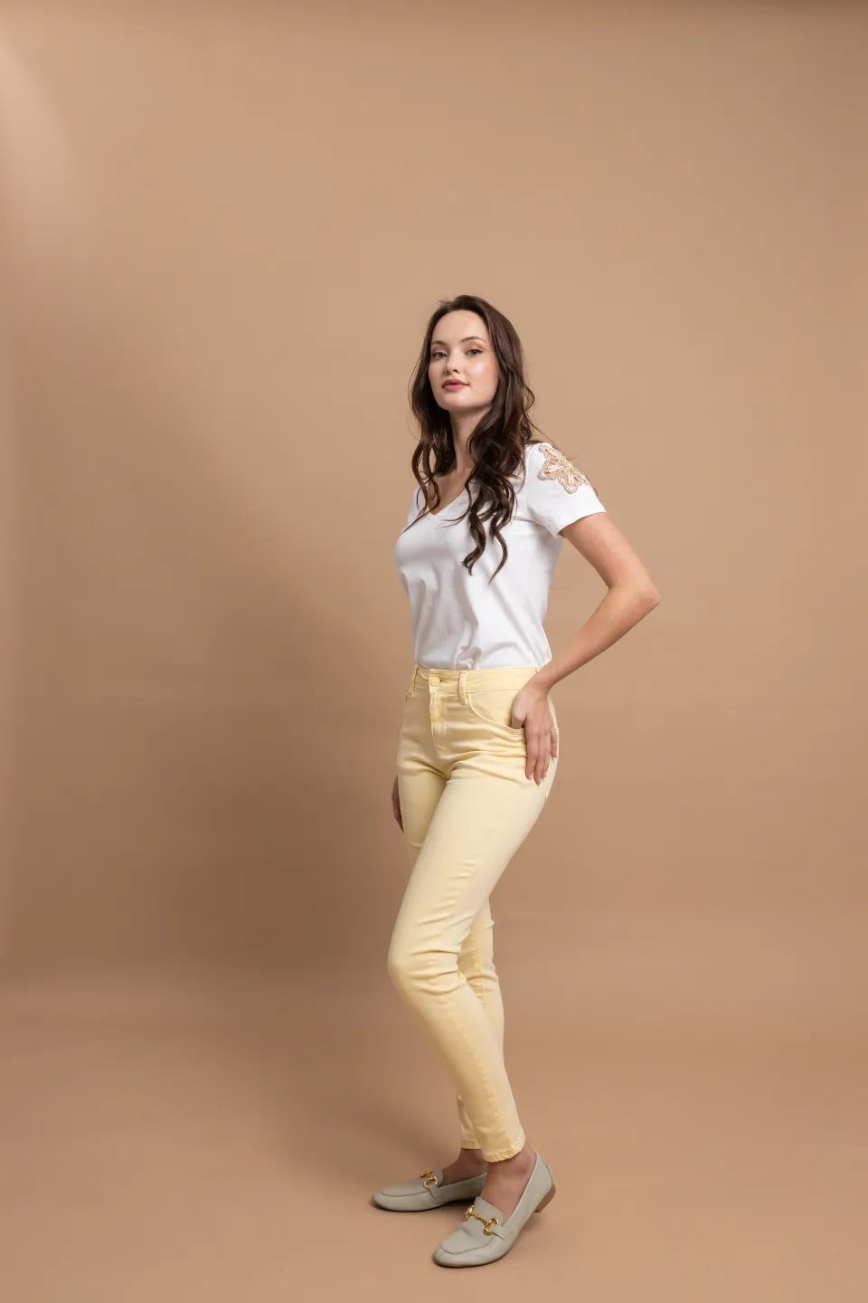 Open Παντελόνι Ψηλόμεσο με Slim Fit Εφαρμογή | Κίτρινο