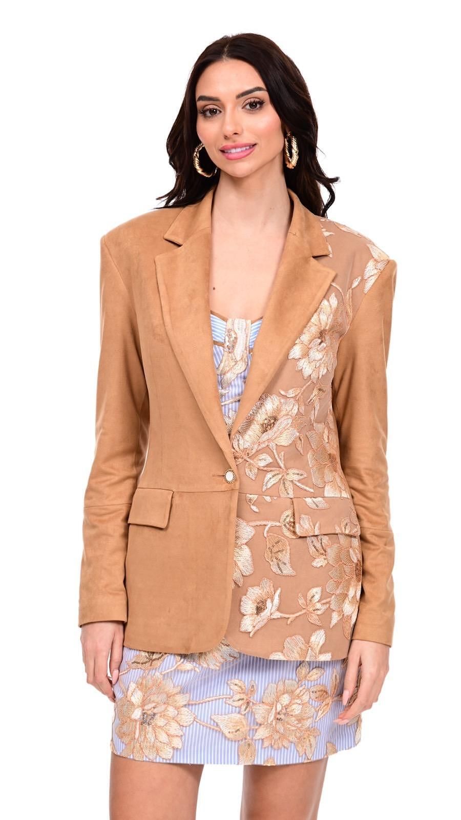 We coss Σακάκι suede με σχέδιο