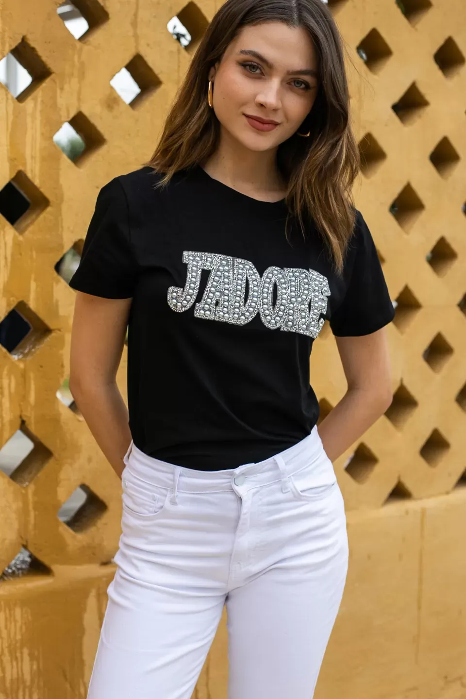 Open Μπλούζα κοντομάνικη J’adore μαύρη