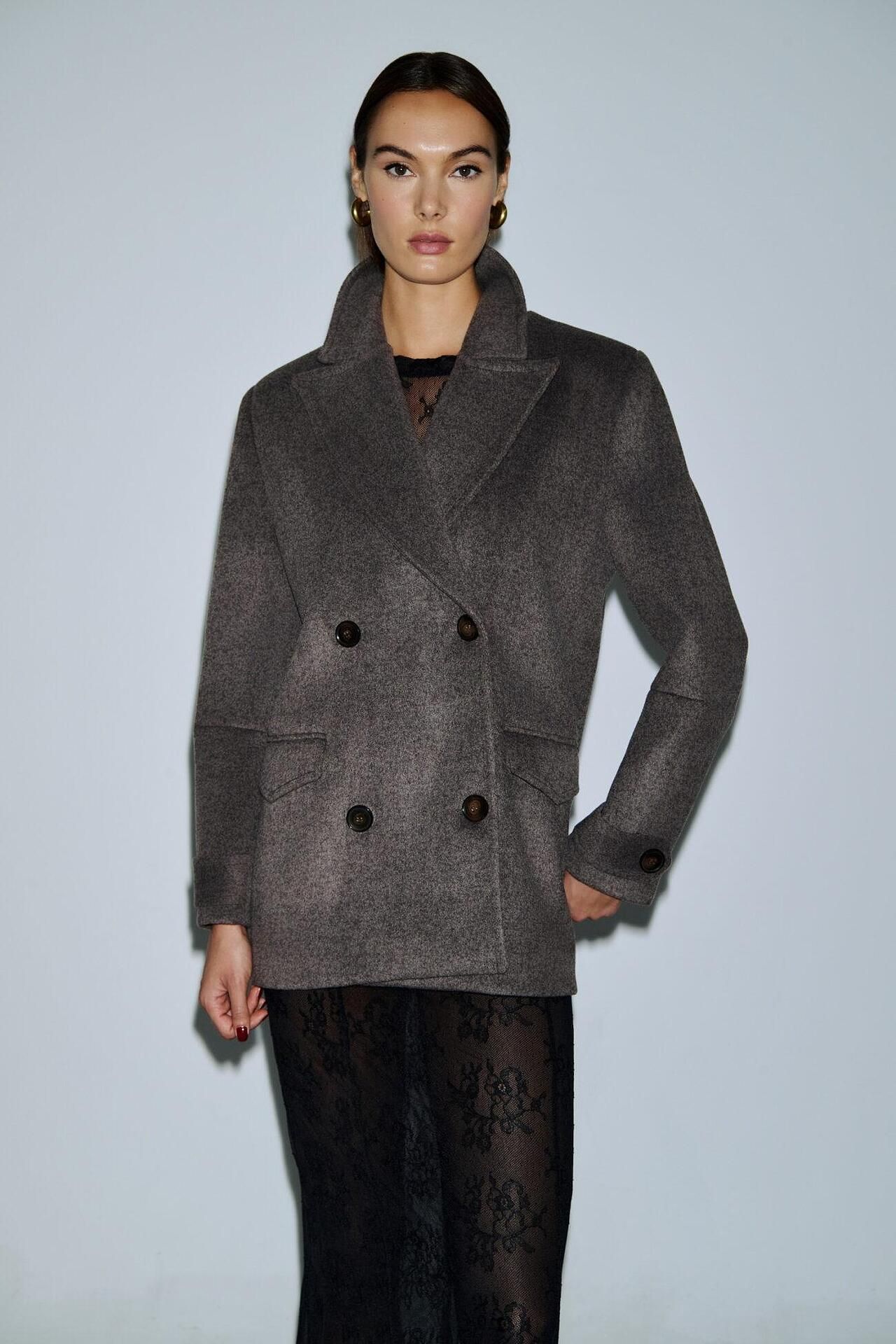 Dejavu Κοντό Παλτό με Κουμπιά