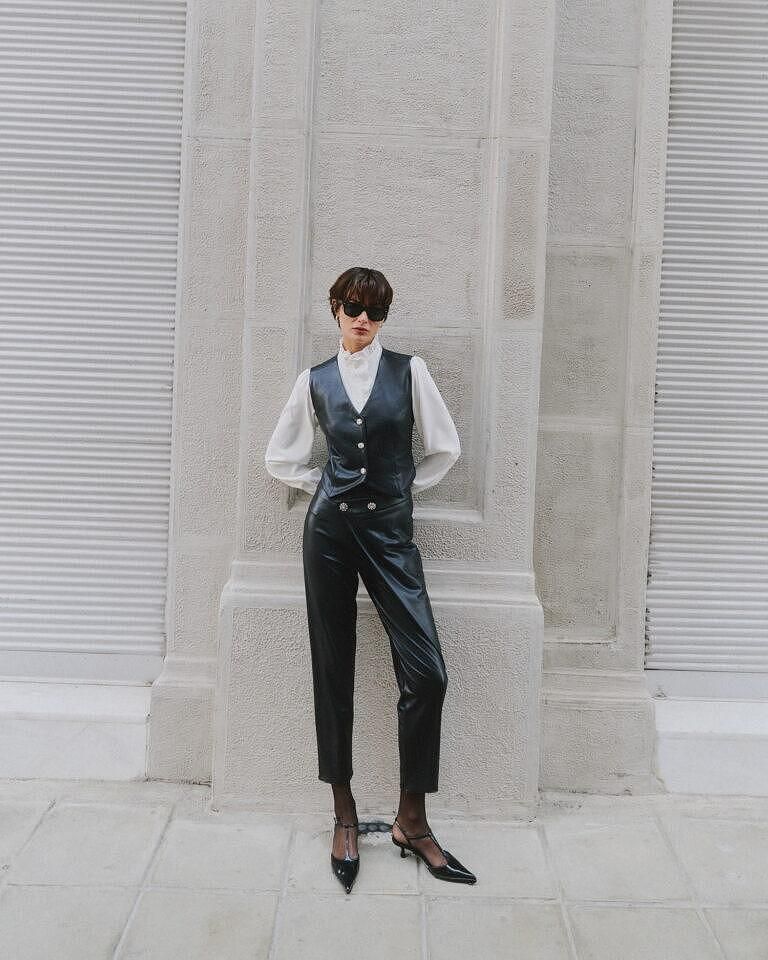 Dejavu Δερματίνη Παντελόνι με επανότισμα