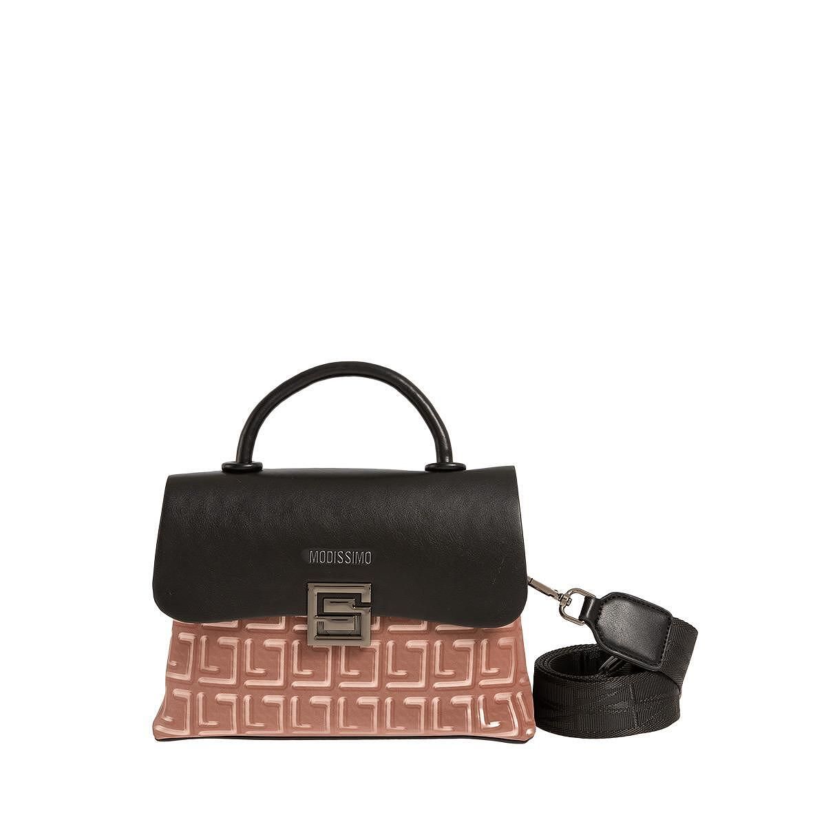 MODISSIMO Τσαντάκι Διπλό Υλικό με Χεράκι και Ιμάντα