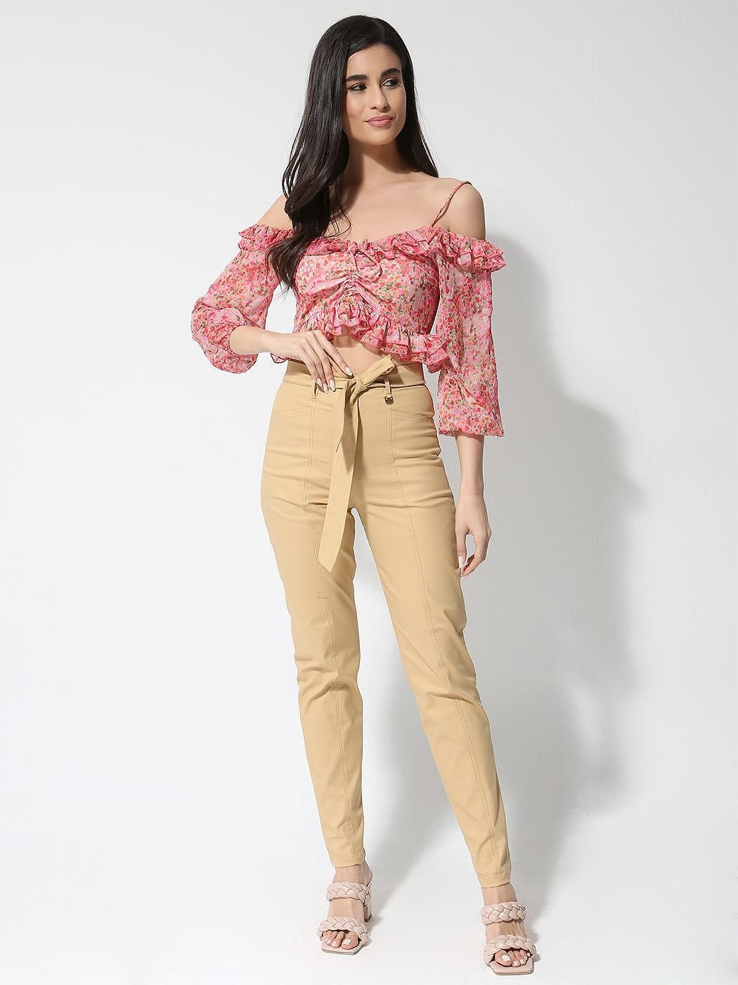 Tresor Γυναικείο Υφασμάτινο Παντελόνι Με ζώνη