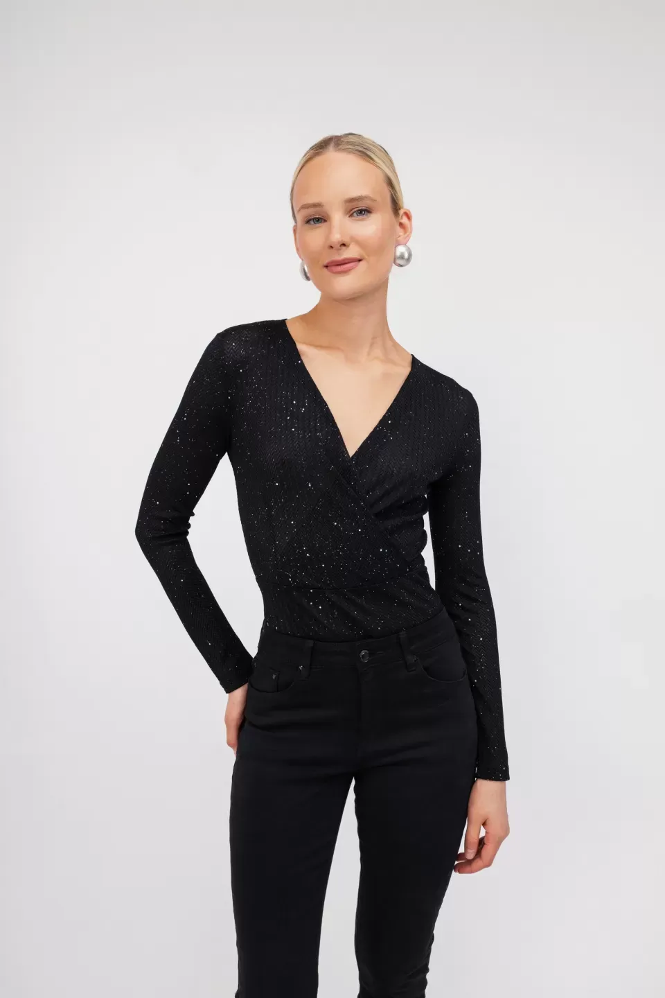 OPEN Κορμάκι Εφαρμοστό Κρουαζέ με Στρας