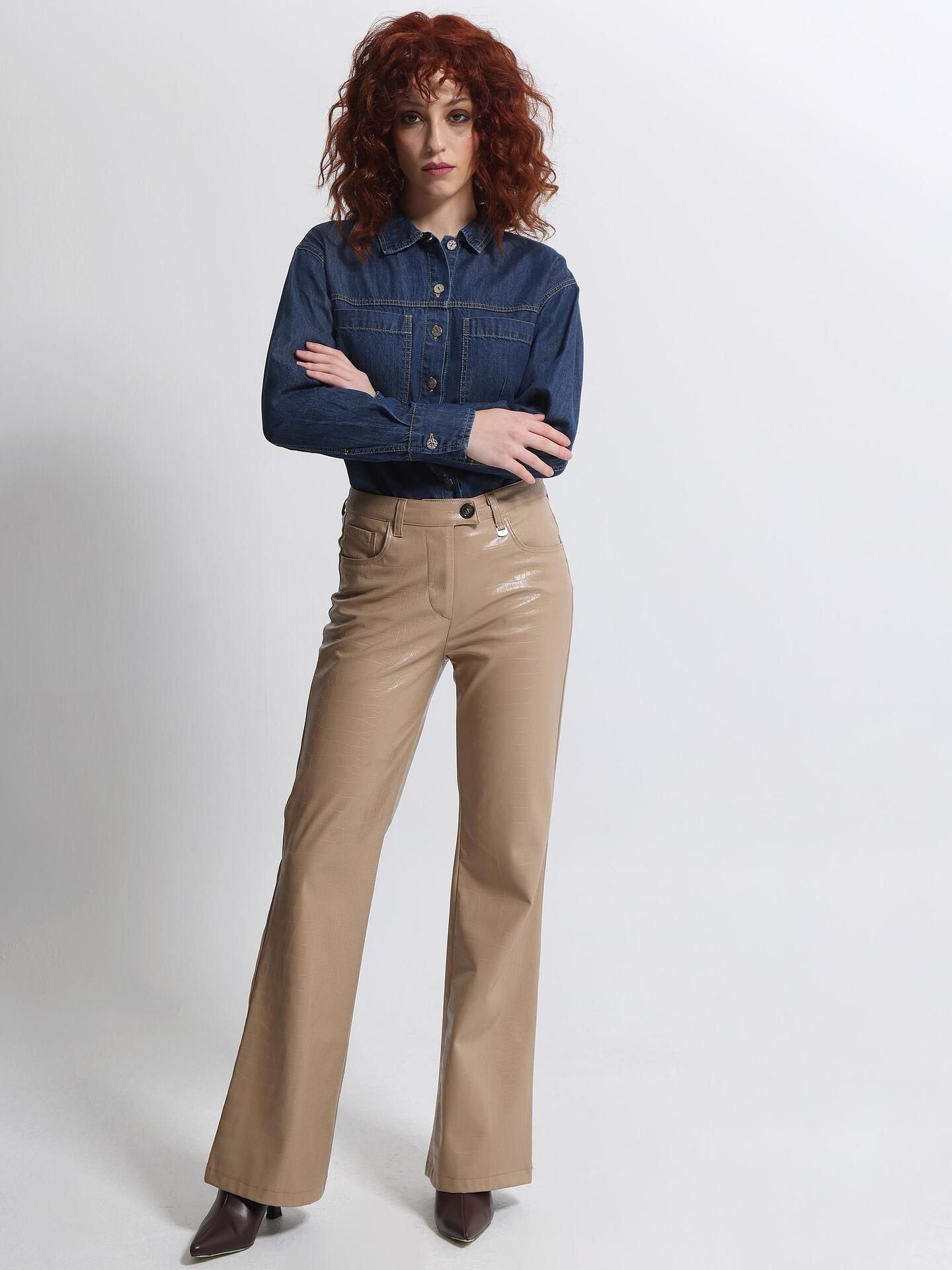 Tresor ”CROCO BOOTCUT” Παντελόνι – Μπεζ