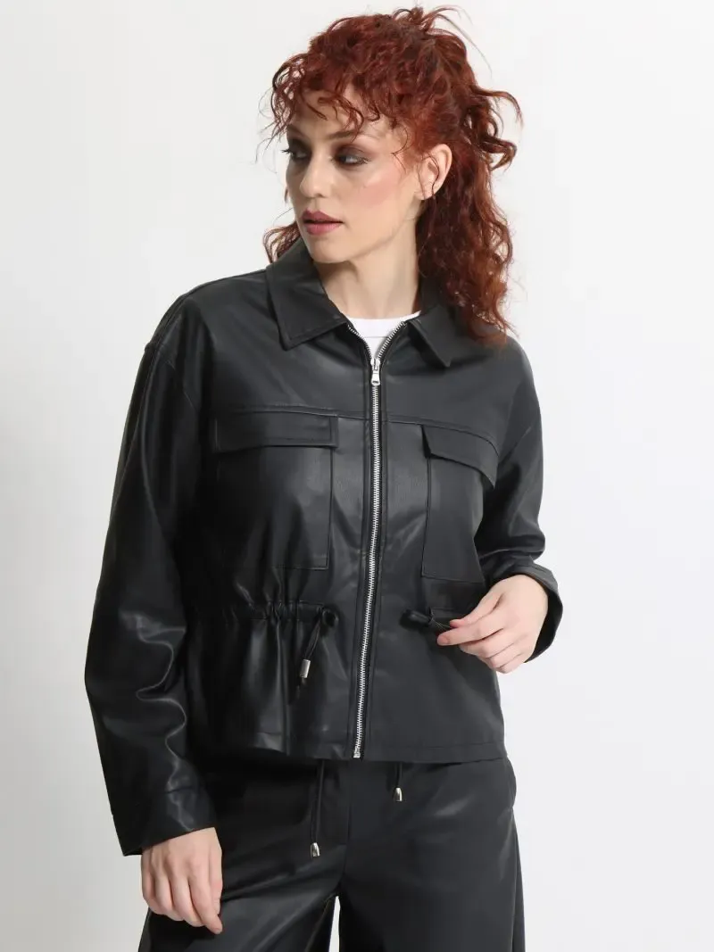 Tresor “OPHELIA” Eco-Leather Σακάκι με Κορδόνι στη Μέση