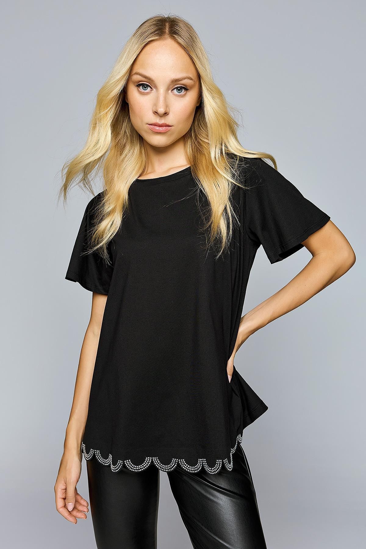 Cinderella Βαμβακερή Μπλούζα με Lazer και Στρας στο Τελείωμαc