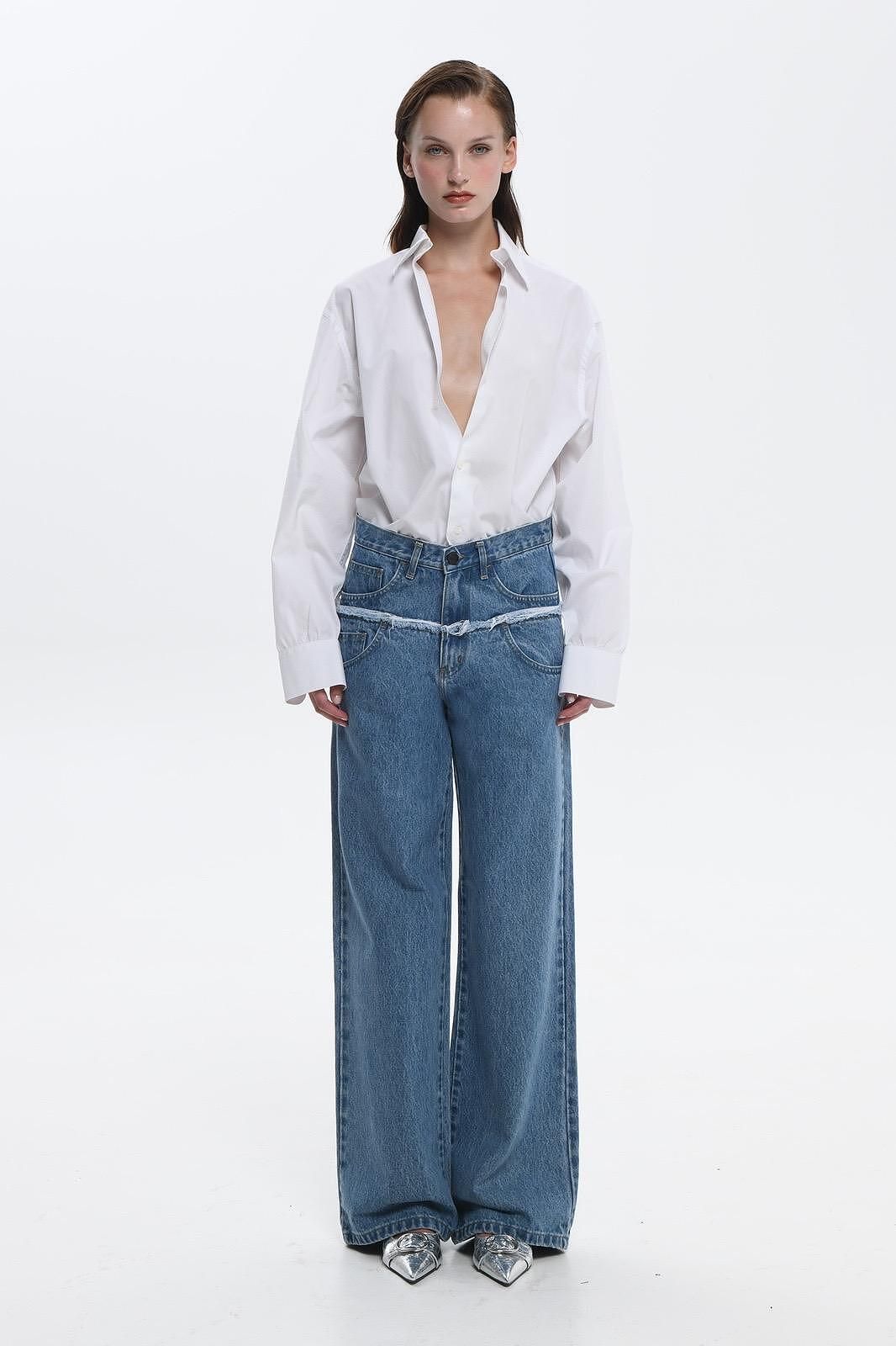 Sac&Co Bruna Denim Pants Mid Blue Denim