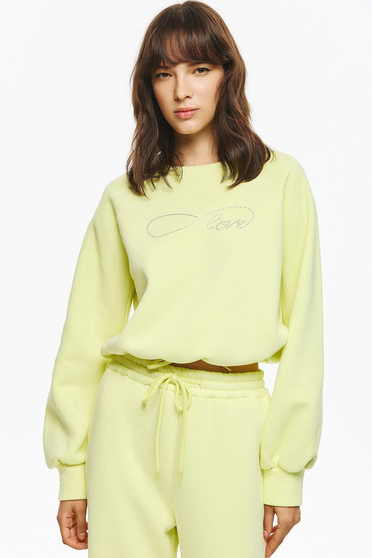 Dejavu/ Unitee Σετ Φούτερ Crop Top με Στρας- Φόρμα