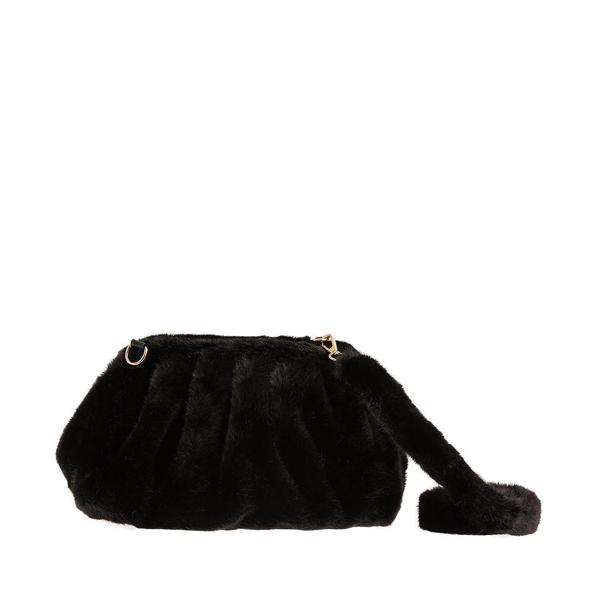 MODISSIMO Τσάντα Γούνινη με Μεταλλικό Κούμπωμα