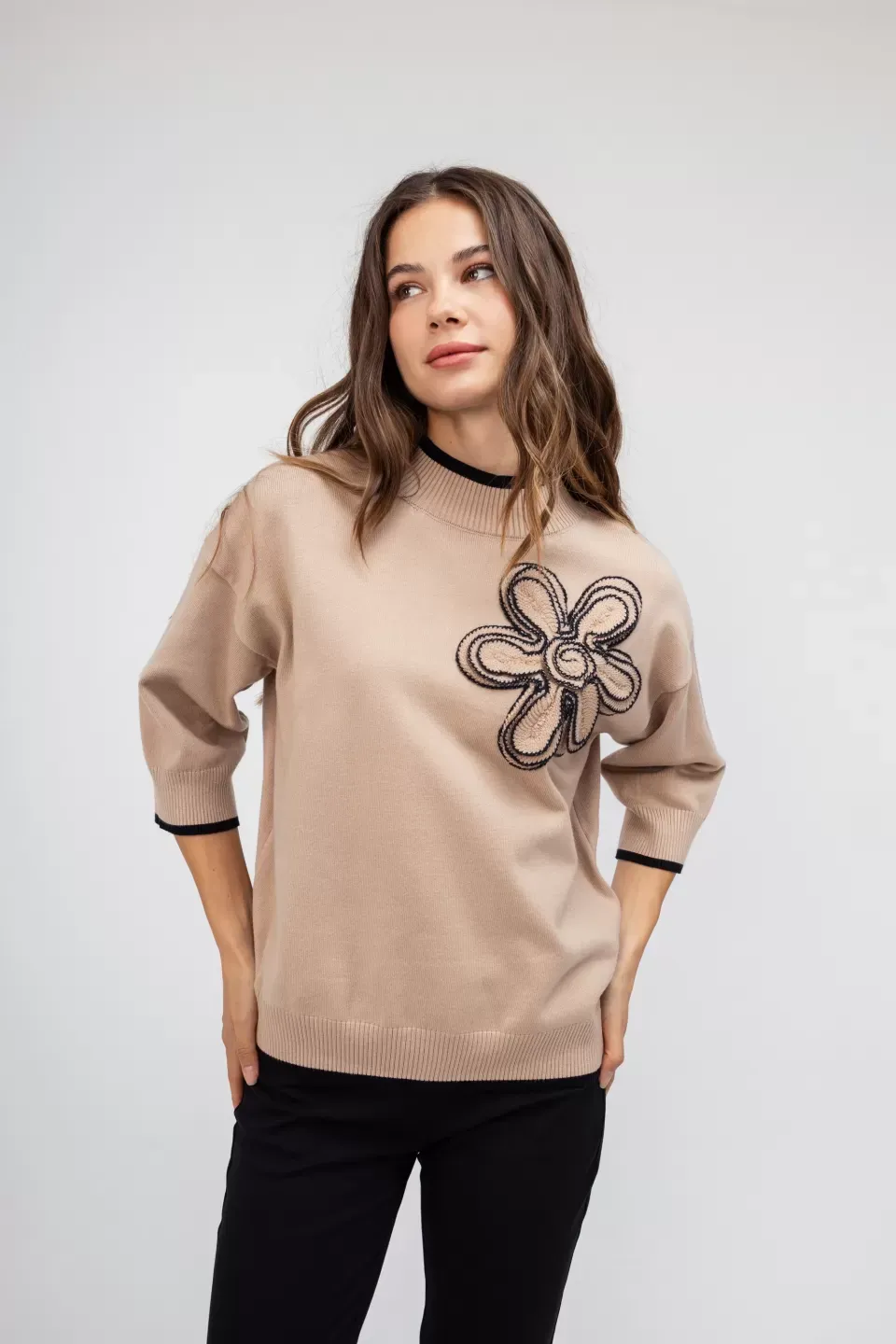 OPEN Πουλόβερ με Κεντητό Λουλούδι