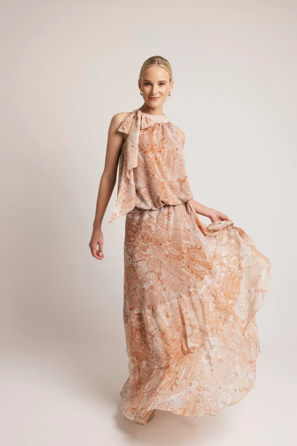 Open Σετ αμάνικο με σχέδια πορτοκαλί