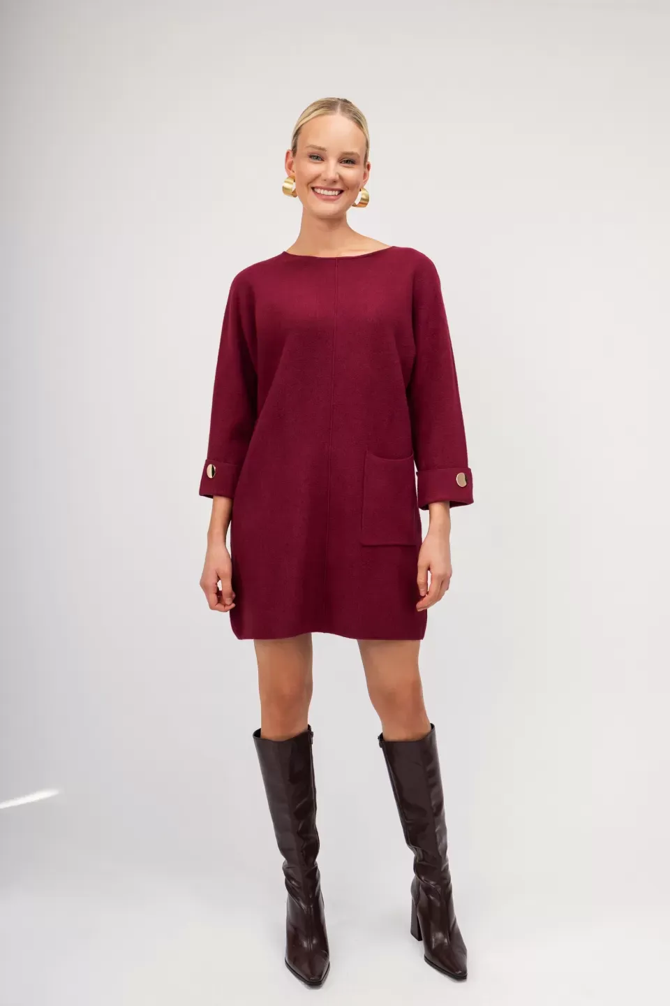 OPEN Φόρεμα Mini Μονόχρωμο με Χρυσές Λεπτομέρειες