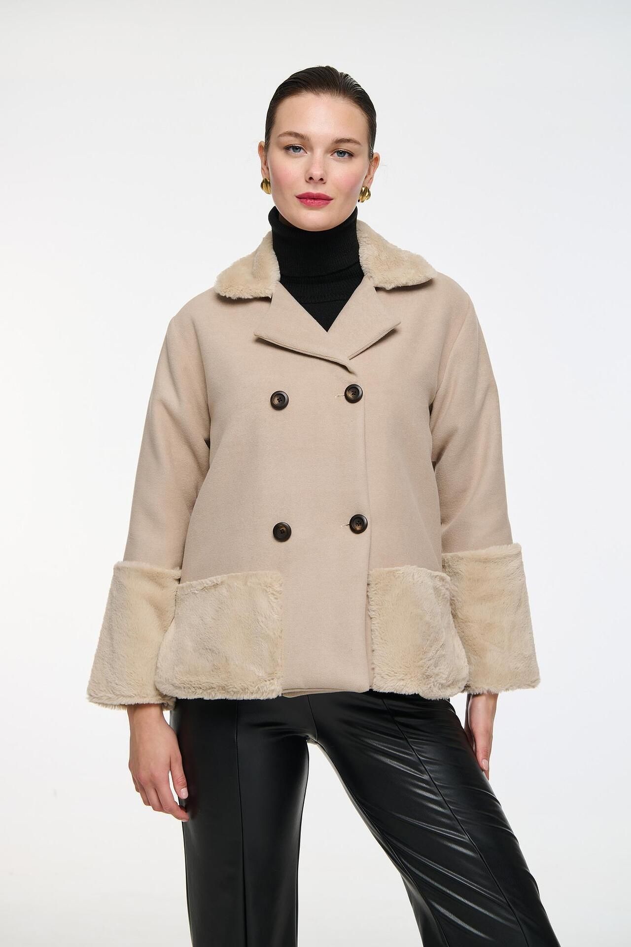 Dejavu πανωφόρι με γουνα στα μανικια