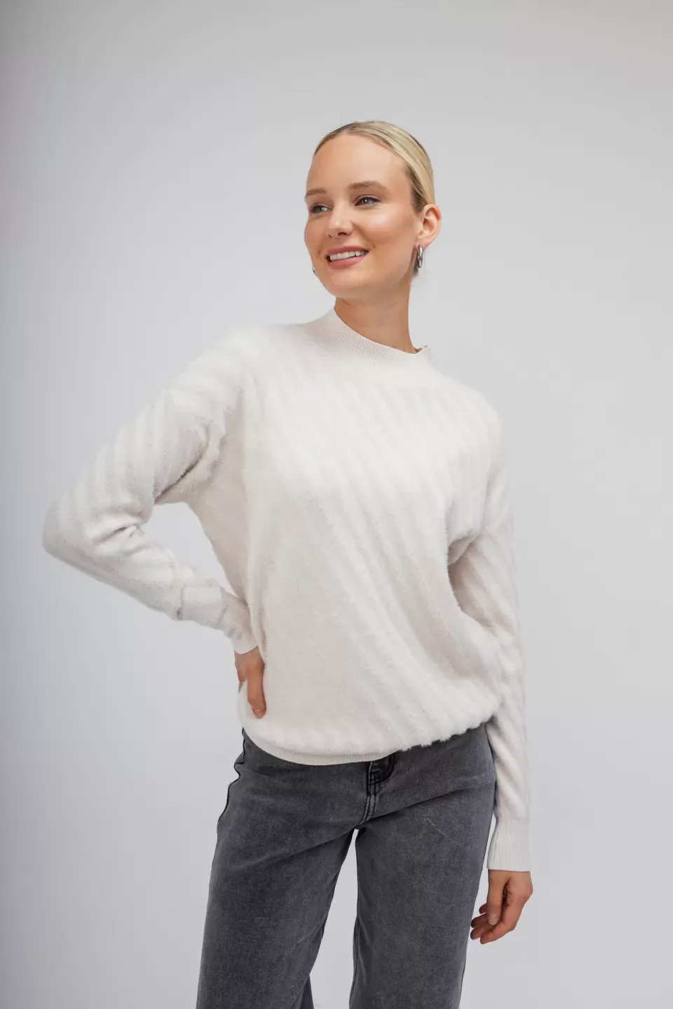 OPEN Πουλόβερ-Μπλούζα με Βελουτέ Υφή