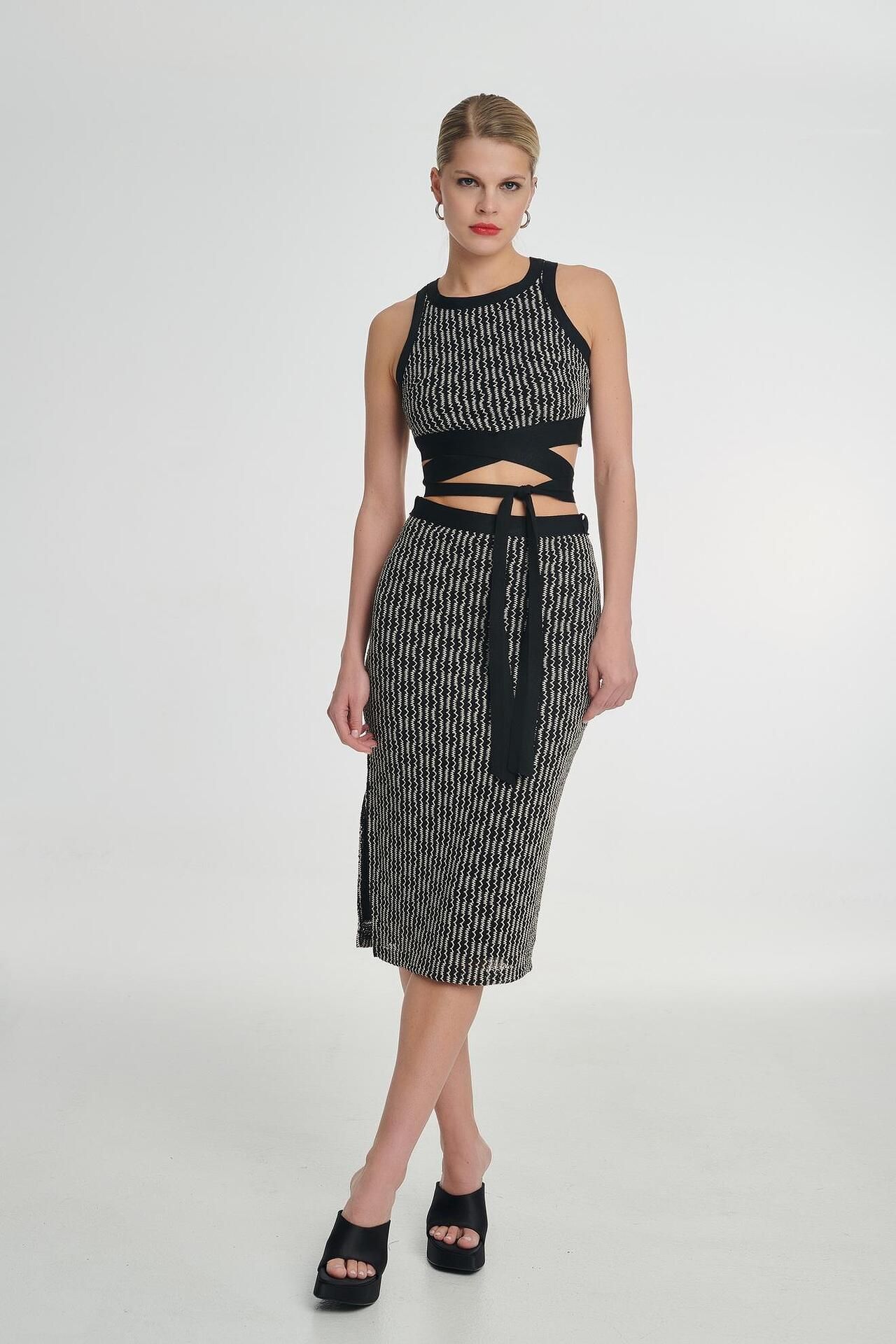 Dejavu Ψηλόμεση Πλεκτή Φούστα