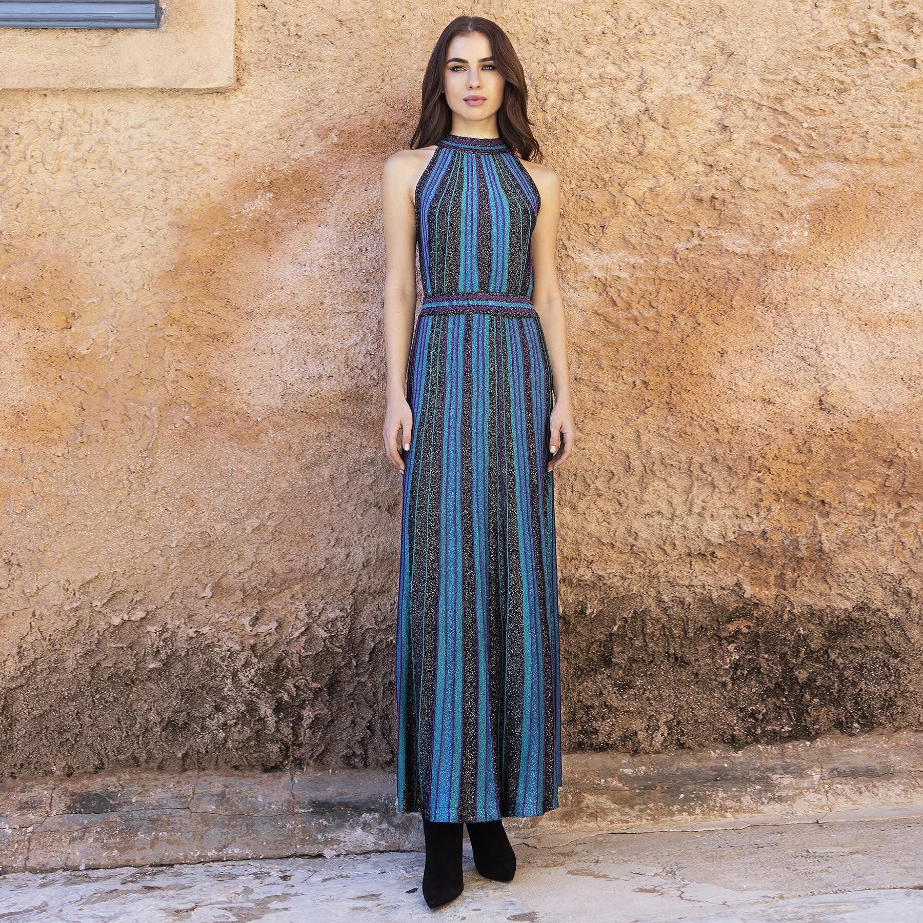 Aggel Σετ Lurex πολύχρωμη μίντι φούστα με αμάνικο τοπ