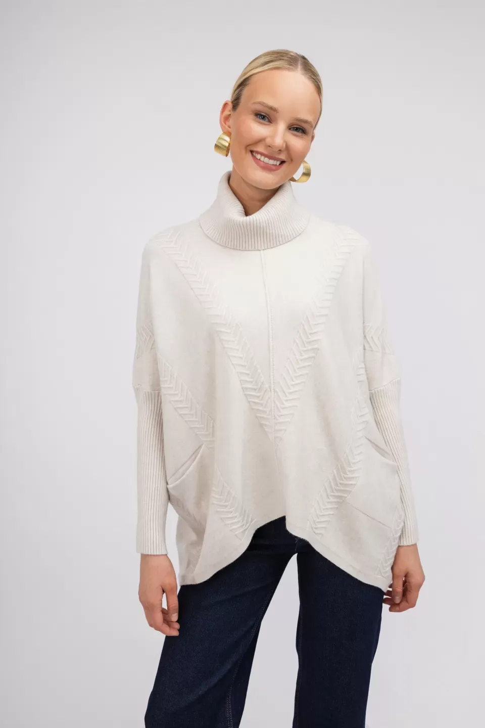 OPEN Πουλόβερ Ζιβάγκο με Ανάγλυφο Σχέδιο