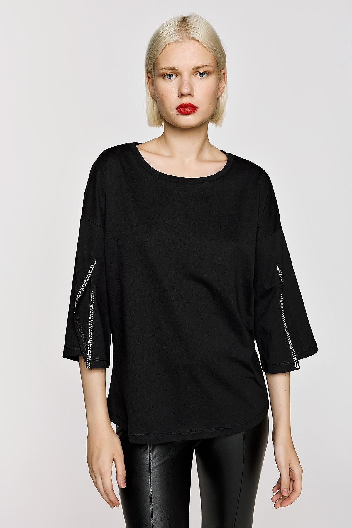 Cinderella Βαμβακερή Μπλούζα με Στρας στα Μανίκια