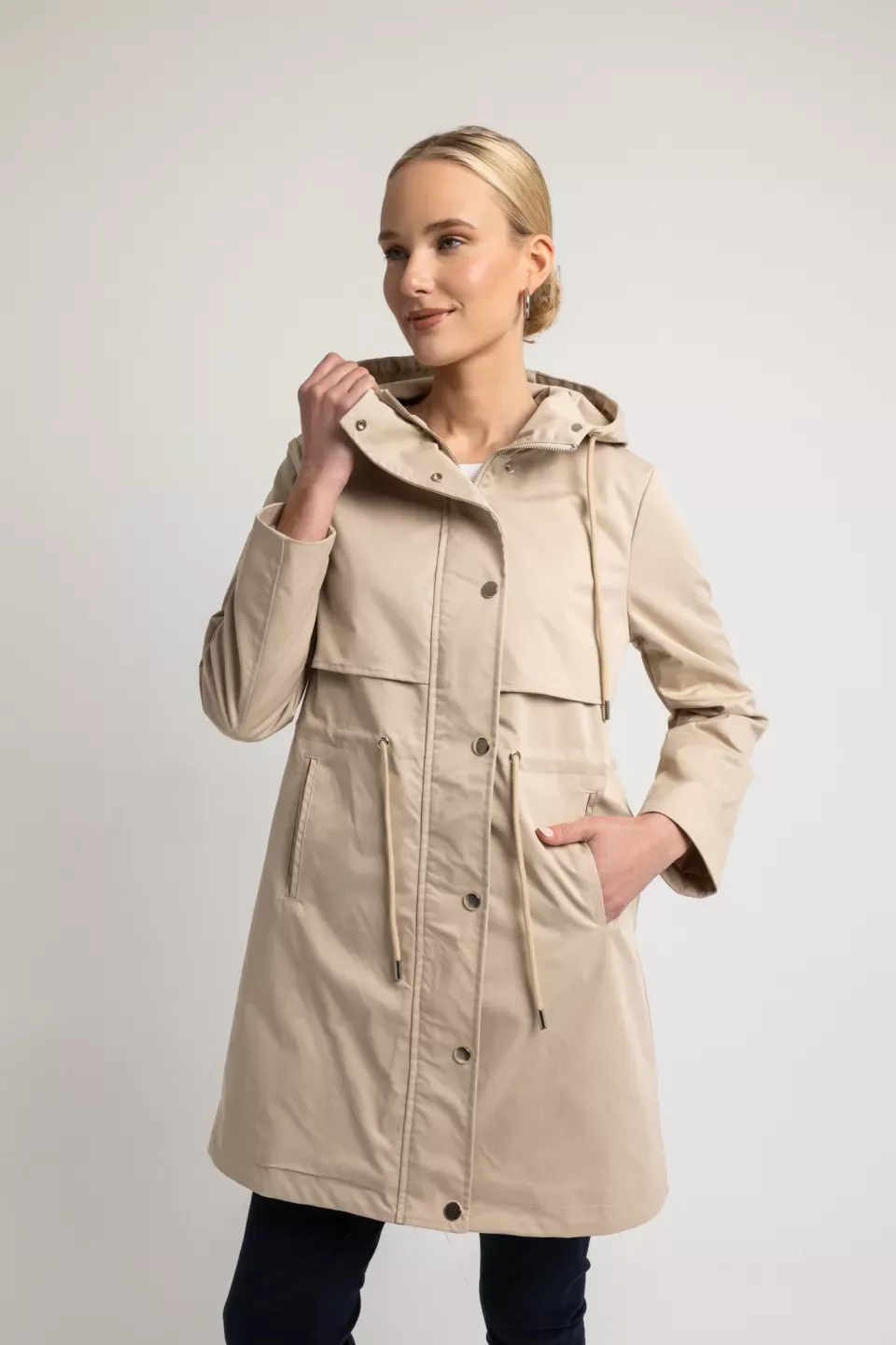 Open Jacket με κουκούλα μπεζ