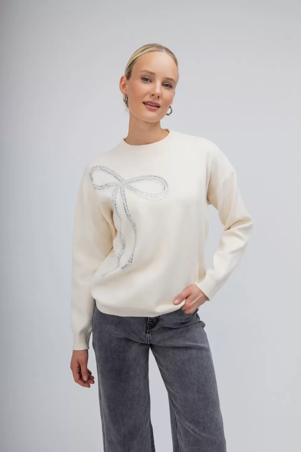 OPEN Πουλόβερ με Διακοσμητικό Φιόγκο