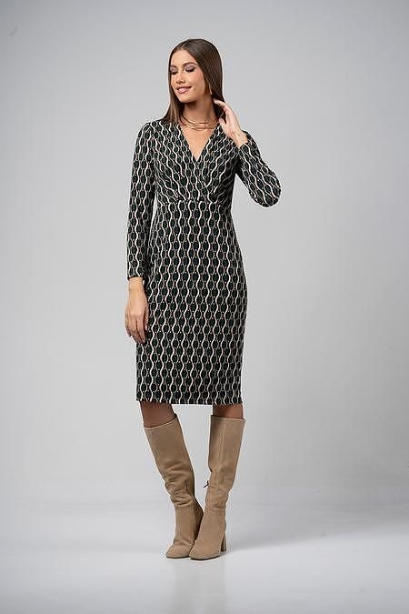 Φόρεμα κρουζέ midi με μικροσχέδιο