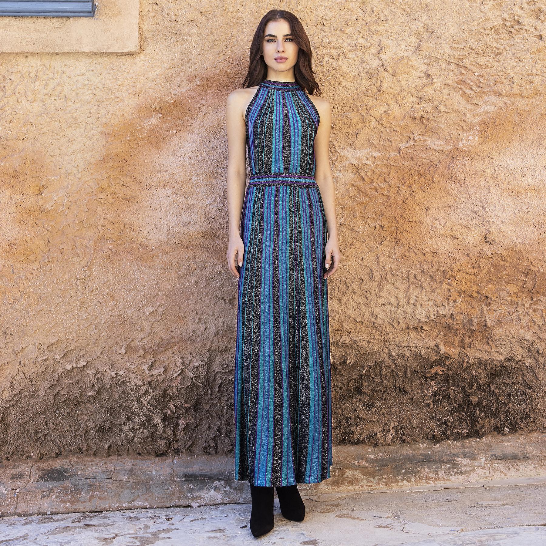 Aggel Σετ Lurex πολύχρωμη μίντι φούστα με αμάνικο τοπ