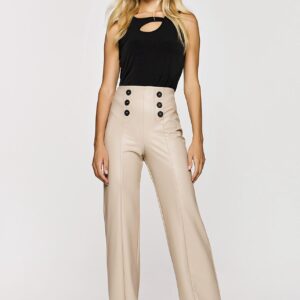 Dejavu παντελόνα δερματίνη με κουμπιά