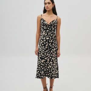 Dejavu Φόρεμα Ντραπέ Ασπρόμαυρο