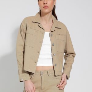 Γυναικείο τζάκετ μπέζ με κουμπιά