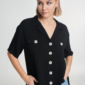 Dejavu Κοντομάνικο Πουκάμισο με Μεγάλα Κουμπιά