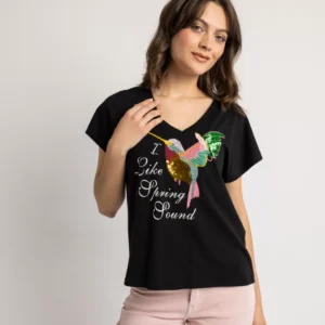 Open Μπλούζα με εμπριμέ κέντημα μαύρη