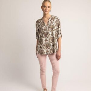 Open Μπλούζα με εμπριμέ σχέδια καφέ