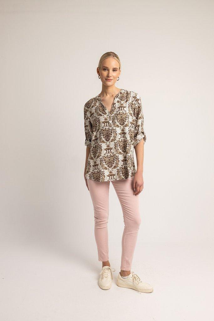 Open Μπλούζα με εμπριμέ σχέδια καφέ