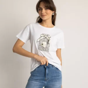 Open Μπλούζα με ιδιαίτερο κέντημα λευκή