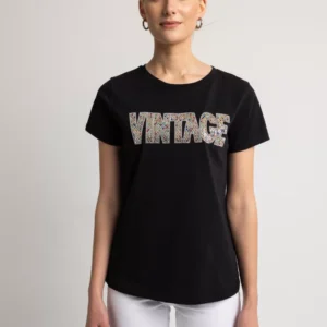 Open Μπλούζα με κέντημα vintage μαύρη