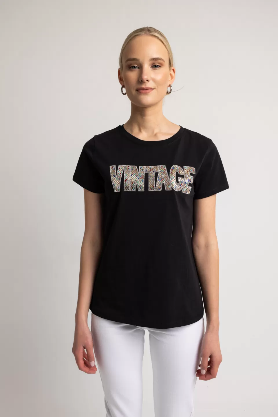 Open Μπλούζα με κέντημα vintage μαύρη