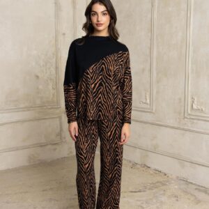Open Παντελόνι animal print ζεβρέ