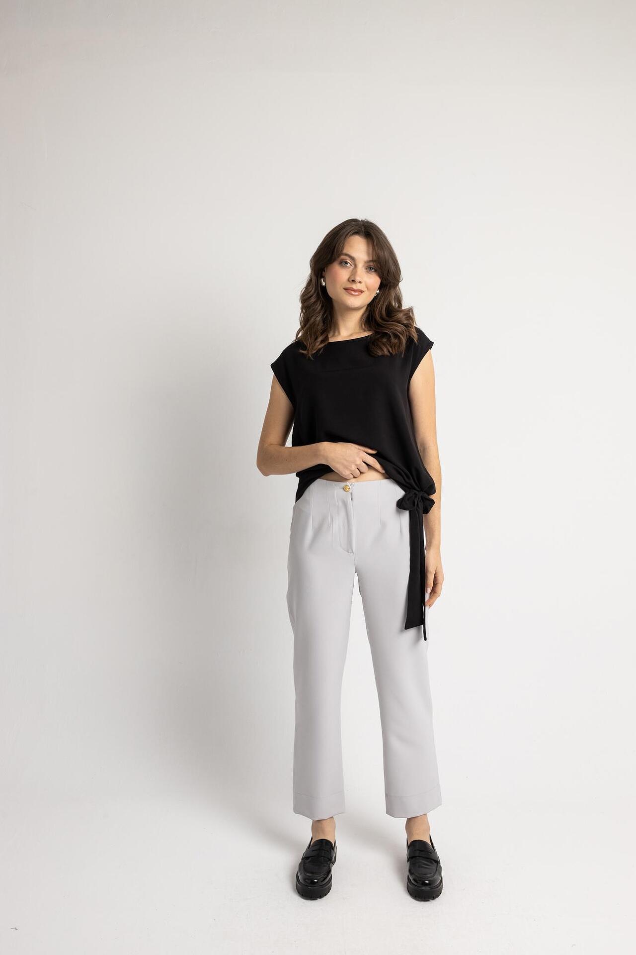 Open Παντελόνι γραφείου με λάστιχο πίσω γκρι ανοιχτό