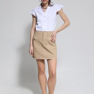 Φούστα με τσέπες μπέζ