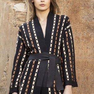Πλεκτή ζακέτα με lurex black- amber brown -gold