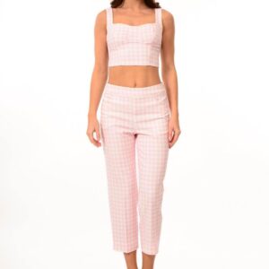 We coss Καρό Παντελόνι Pink