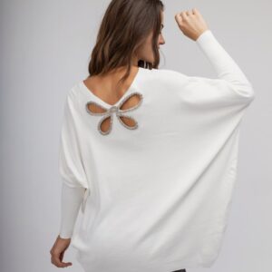 OPEN Πουλόβερ με Στρας στη Πλάτη σε Σχέδιο Πεταλούδας