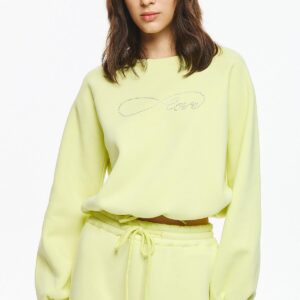 Dejavu/ Unitee Σετ Φούτερ Crop Top με Στρας- Φόρμα