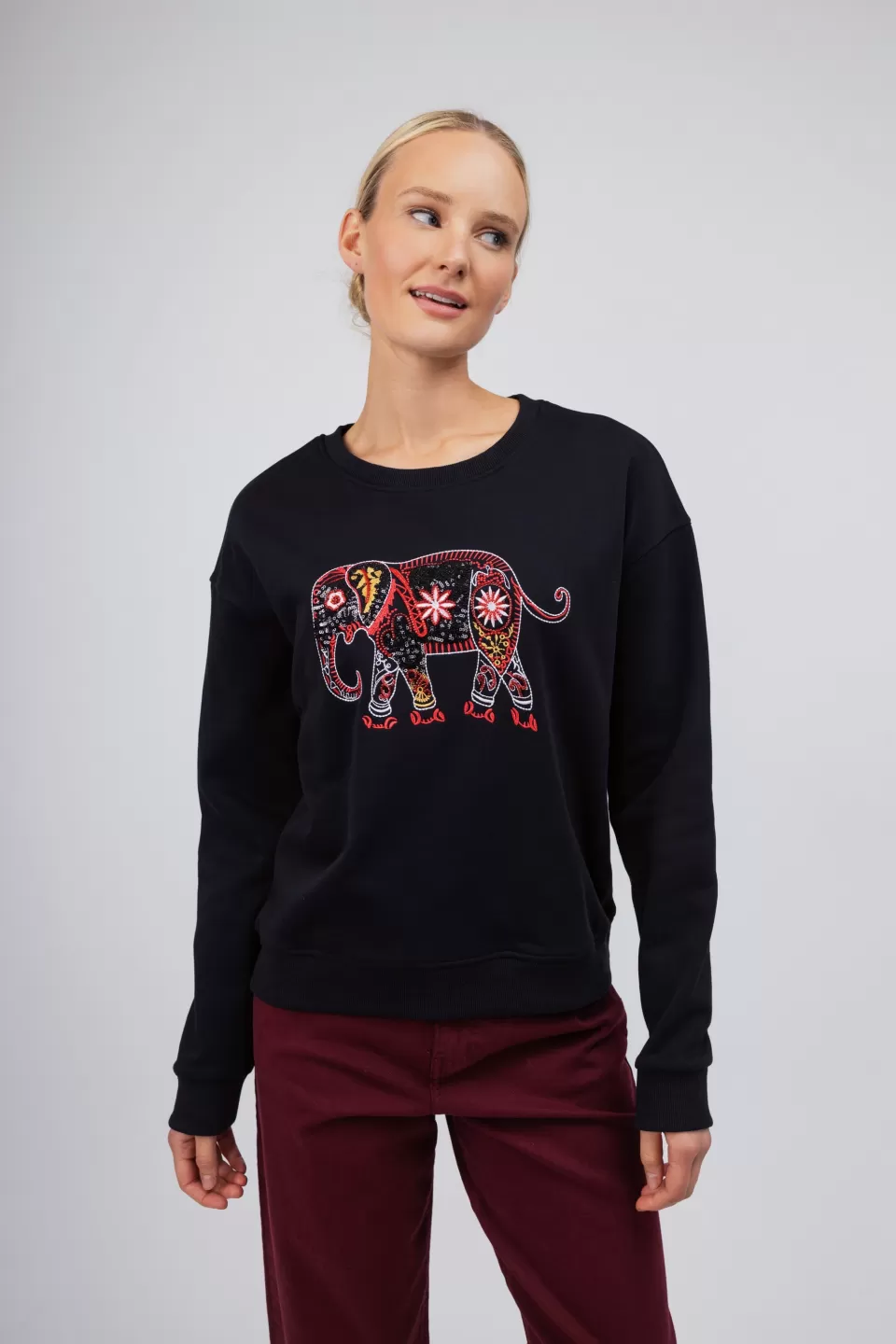 OPEN Μπλούζα- Φούτερ με Boho Σχέδιο Ελέφαντα