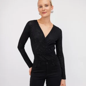 OPEN Κορμάκι Εφαρμοστό Κρουαζέ με Στρας