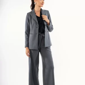 OPEN Παντελόνι γκρι ριγέ με ζώνη