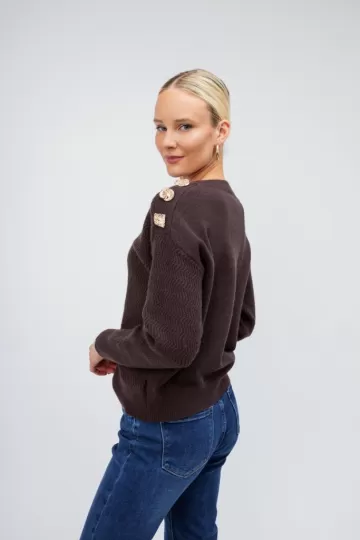 OPEN Πουλόβερ με Χρυσά Διακοσμητικά Σχέδια