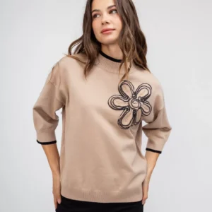 OPEN Πουλόβερ με Κεντητό Λουλούδι